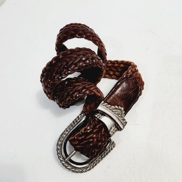 4x$25 Leather braided brown bohemian belt size medium - Picture 8 of 10